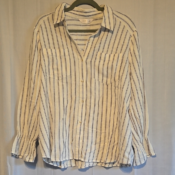 LC Lauren Conrad Tops - Lauren Conrad Striped Button-Up Shirt Size PL